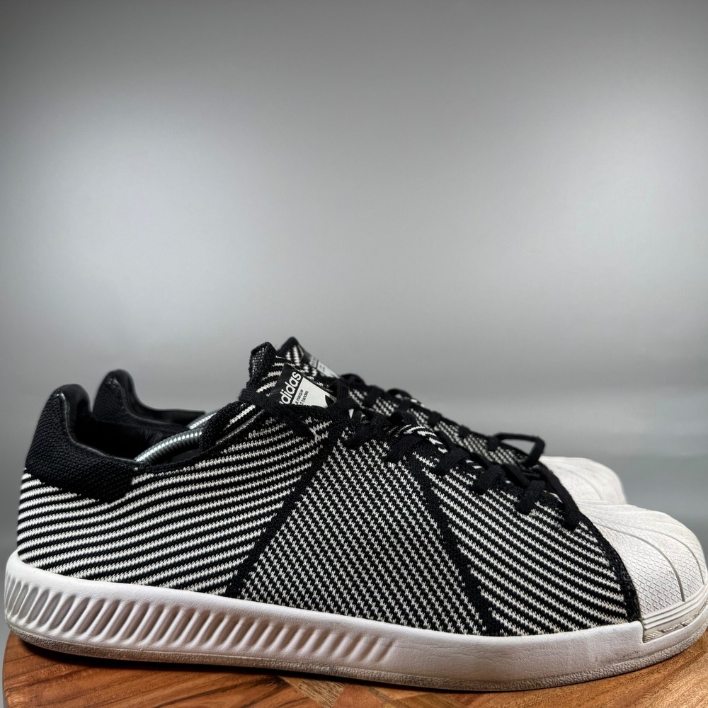 Adidas Superstar Bounce Mens 13 Black White Striped Shell Toe Sneakers S82243